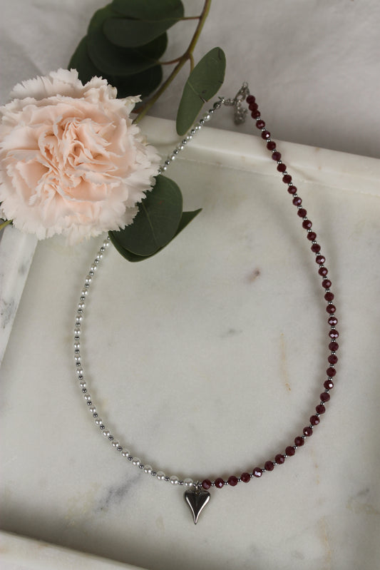 Weiß-Rote Perlenkette Clea