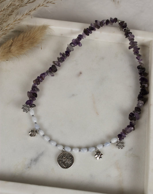 Amethyst Kette mit Charms